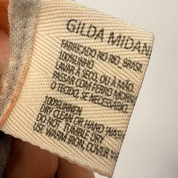 Gilda Midani Womens S Linen Orient Shirt Knot Buttons Pockets Dip Dye Lagenlook - Picture 10 of 11